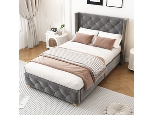 Lit simple 90x200 cm SOGEU coloris gris