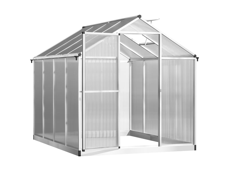  Serre de jardin aluminium polycarbonate 4,6 m² dim. 2,42l x 1,9l x 1,95h m lucarne porte loquet  - Conforama A