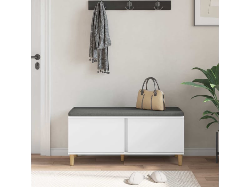  Banc d'entrée, banc interieur blanc 100x38x46 cm bois ingénierie et tissu shl6099  - Conforama D