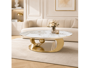 Table basse ovale coloris bicolore TCQPZ  - 67 cmx120 cm