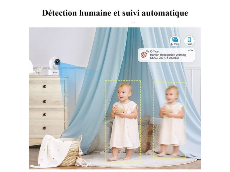  Caméra wifi intérieure ptz 2.5k 4mp vision nocturne couleur 20 m détection humaine audio bidirectionnel  - Conforama E