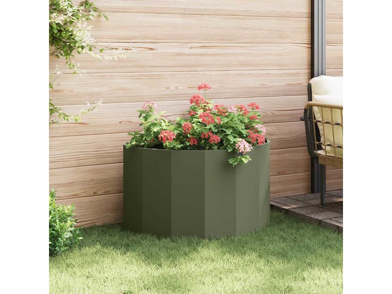  Jardinière - bac à fleurs vert olive 90 x 45 x 50 cm acier  - Conforama D