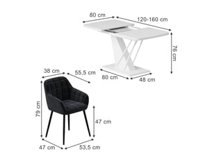 Vicco ensemble de table à manger, blanc, 120x80cm avec 4 chaises de salle à manger