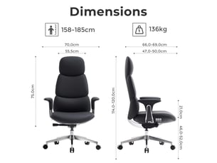 Fauteuil de bureau <strong>VIVRYN</strong> <strong></strong> avec assise réglable en hauteur