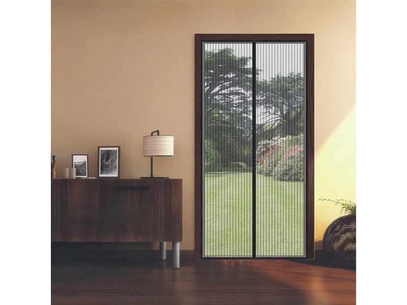  Moustiquaire de porte magnétique 120x210 cm – fermeture automatique, noir  - Conforama E