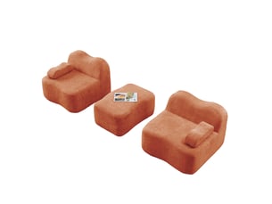 Canapé d'angle modulaire fixe 2 places en velours orange avec ottoman, forme vague pour le salon moderne
