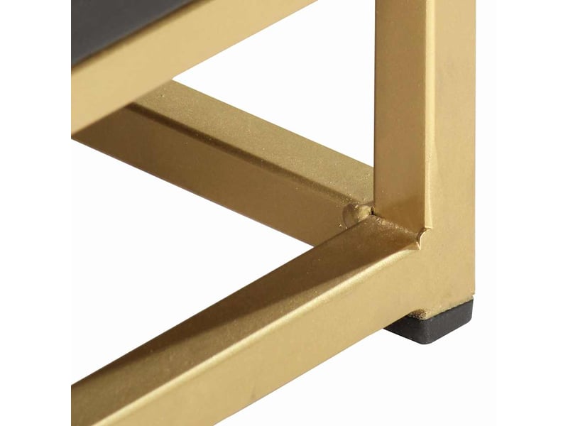  Table de chevet - cabinet de chevet - table de nuit noir et doré 40x30x50cm bois de manguier massif  - Conforama E