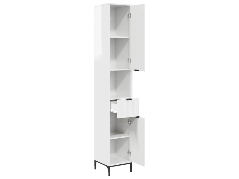  Cabinet de salle de bain, armoire salle de bain blanc brillant 31,5 x 33 x 190 cm cf65249  - Conforama E