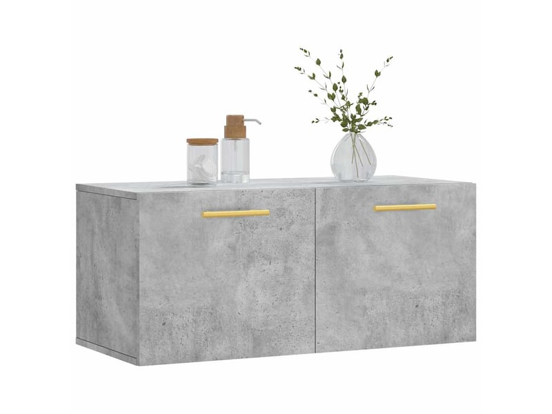  Armoire murale salon gris béton 80x36,5x35cm bois d'ingénierie shl1988  - Conforama C