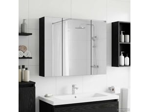 Amoire de salle de bain, meuble de salle de bain avec miroir chêne noir shl4851