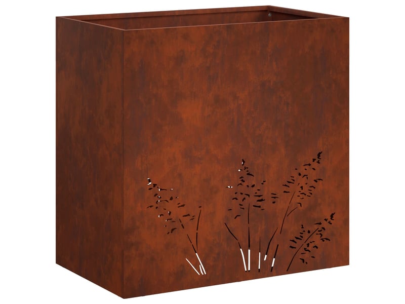  Jardinière - cache-pot de jardin 2 pcs rouillé 50 x 30 x 49 cm acier patiné  - Conforama E