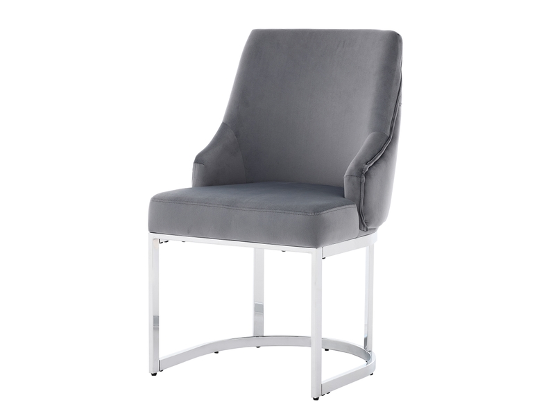  Lot de 2 chaises de salle à manger,59x55x89 cm,velours,gris et argenté  - Conforama D