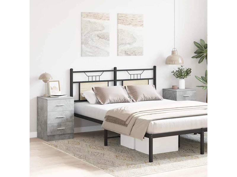  Vidaxl tables de chevet gris béton 3 tiroirs table de nuit 38x35x56cm chambre coucher  - Conforama C