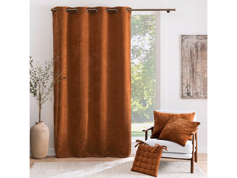  Rideau tamisant à œillets en velours chenille 140x260 cm  - Conforama C