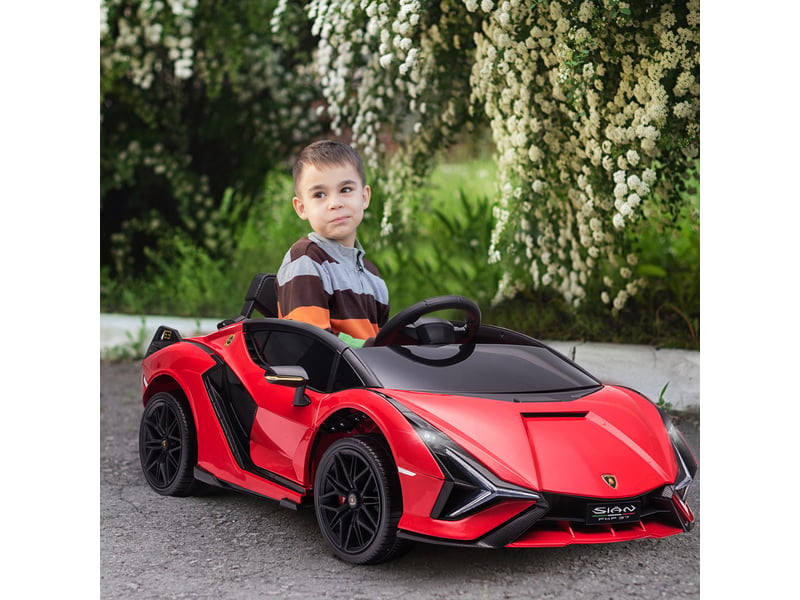  Voiture électrique enfant 12v, télécommande 2,4 ghz, 2 moteurs, klaxon, led, musique, 3-5 ans, rouge.  - Conforama D
