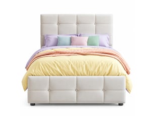 Lit coffre 90x200 cm ULQENI   coloris beige