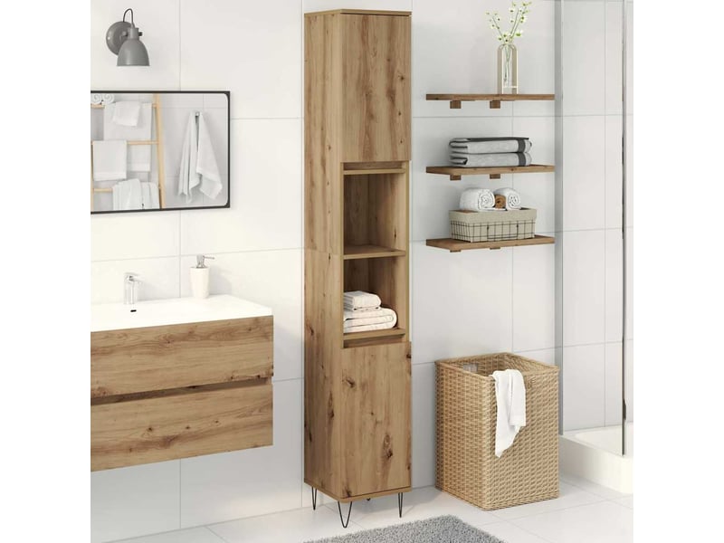  Armoire de salle de bain, cabinet de salle de bain chêne artisanal 30x30x190 cm cf65063  - Conforama C