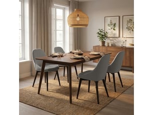 Lot de 4 chaises de salle à manger rembourrées en tissu delphi - gris clair