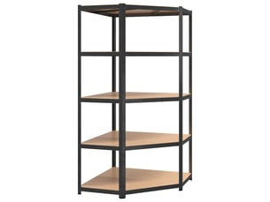 Étagère d'angle, armoire de rangement à 5 niveaux gris acier et bois d'ingénierie cf41358