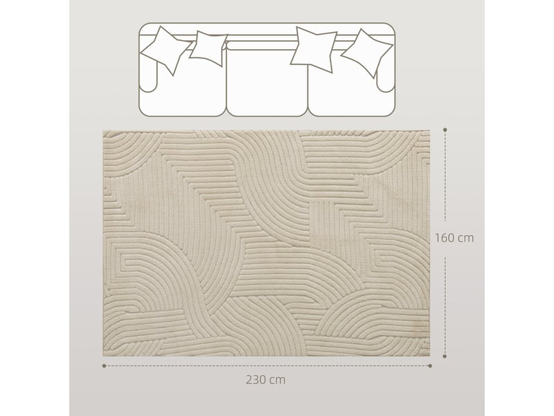  Tapis de salon 230 x 160 x 1,7 cm moelleux antidérapant bord renforcé moderne épuré ambiance cosy en polyester crème 21_0003687  - Conforama A