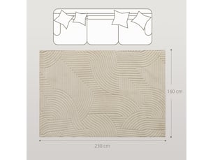 Tapis de salon 230 x 160 x 1,7 cm moelleux antidérapant bord renforcé moderne épuré ambiance cosy en polyester crème 21_0003687