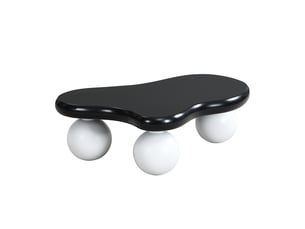 Table basse avec led 16 couleurs, forme nuage et pieds ronds, en mdf, pour salon ou chambre d'enfant, noir et blanc - uvrion