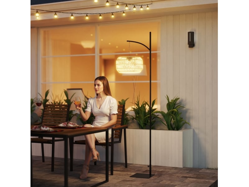  Lampadaire solaire d'extérieur 44x32x178 cm style bohème métal noir et jaune  - Conforama B
