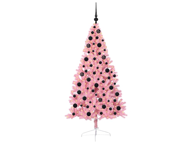 Sapin de noël, arbre de noël artificiel pré-éclairé rose 180 cm pvc cf61370 - Conforama C