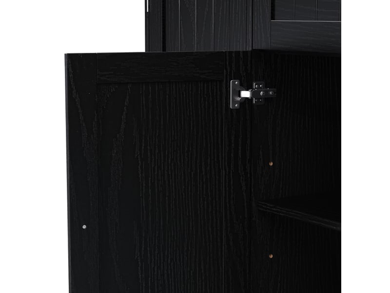 Buffet 3 portes et tiroir avec étagères réglables pour entrée et salle à manger en mdf noir - Conforama D