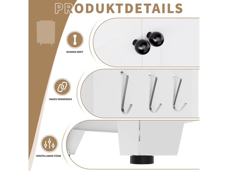  Armoire de rangement en métal blanc, 3 tablettes réglables, charge 49,9 kg, meuble debout pour cuisine, cellier et salon, h 120 x l 60 x p 30 cm  - Conforama E