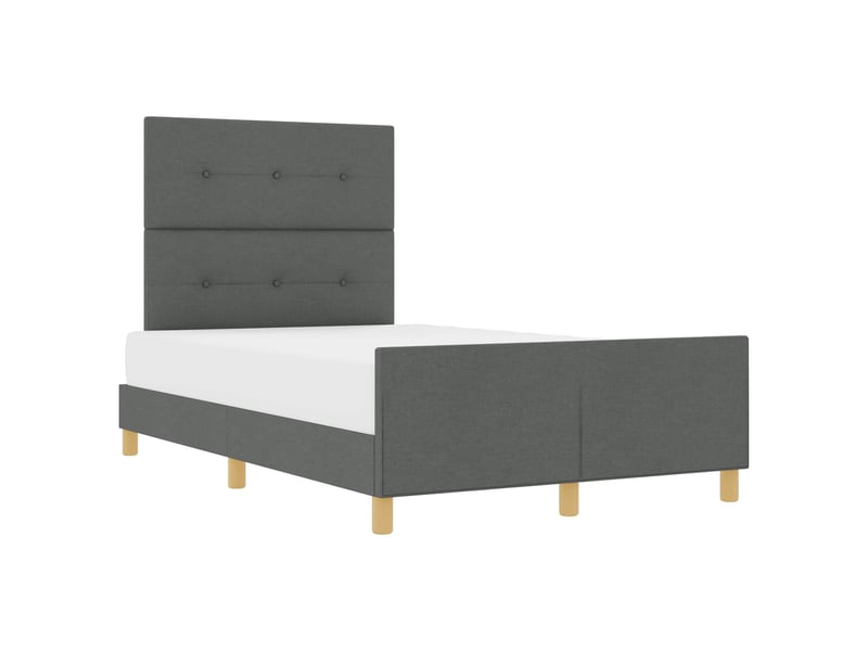 Lit double- lit adulte - cadre de lit avec tête de lit gris foncé 120 x 190 cm tissu - Conforama A