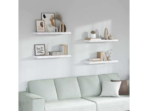 Lot de 4 étagères murales, étagères flottantes, étagères suspendues marbre blanc 80 x 23,5 x 3,8 cm cf41875