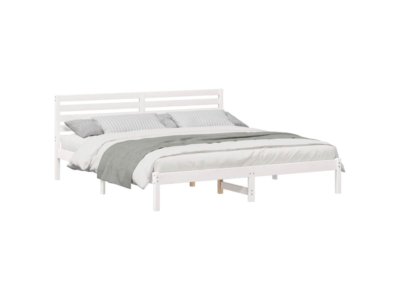 Lit double- lit adulte - cadre de lit avec tête de lit blanc 180 x 200 cm pin massif - Conforama A