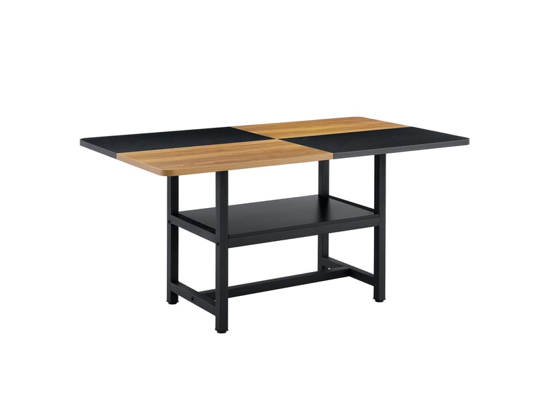  Table à manger industrielle,160x90x76 cm,4 à 6 personnes avec étagère,mdf,marron et noir  - Conforama A
