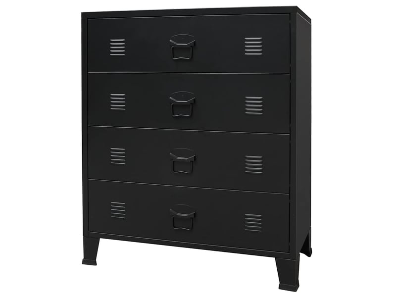  Commode chambre adulte, armoire à tiroirs à tiroirs métal style industriel 78x40x93cm noir  - Conforama A