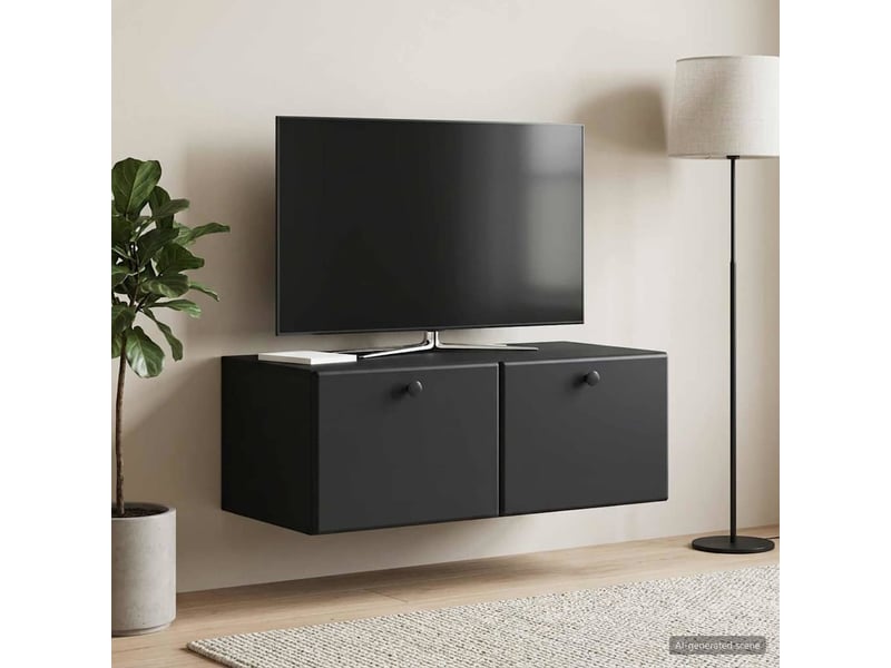  Meuble tv - banc tv - meuble de rangement mural 78,5 x 41 x 30 cm noir bois d'ingénierie  - Conforama D