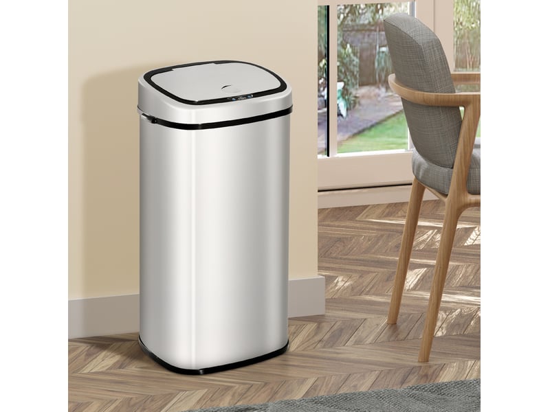  Poubelle automatique à capteur 68 l en acier inoxydable argenté, ouverture sans contact et commande manuelle  - Conforama B