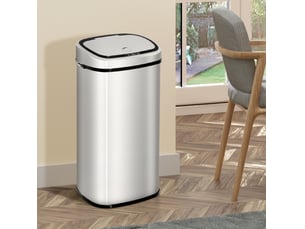 Poubelle automatique à capteur 68 l en acier inoxydable argenté, ouverture sans contact et commande manuelle