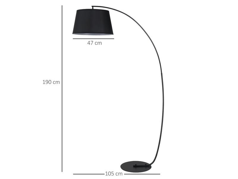  Lampe à pied arc moderne en métal noir - éclairage élégant pour salon, salle à manger et chambre  - Conforama C