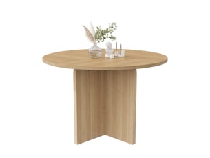 Table à manger ronde 120 x 120 cm, 4-6 personnes, style scandinave, chêne