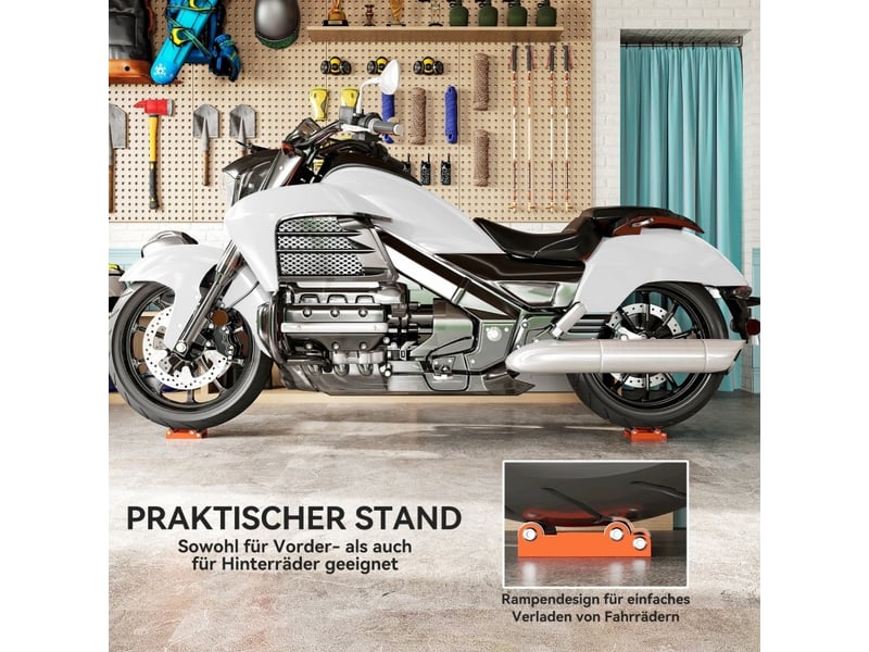 Support à rouleaux moto 15x11,5x4 cm – orange – nettoyage des roues et entretien de chaîne compact - Conforama E
