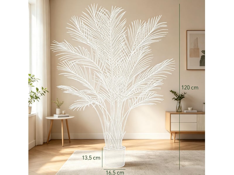  Palmier artificiel avec 22 feuilles décoratives sans arrosage ni taille en plastique vert avec pot lesté 120 cm  - Conforama C
