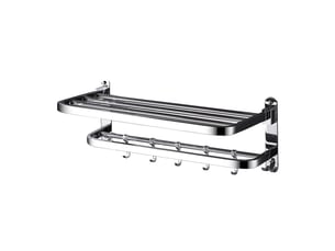 Porte serviette double pliable, acier inoxydable 304, montage mural adhésif avec