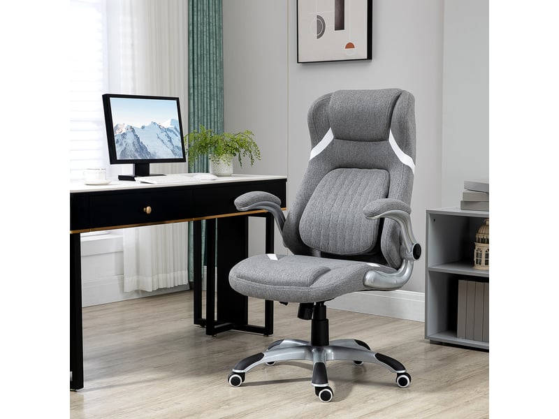  Fauteuil de bureau inclinable en tissu respirant et acier, hauteur réglable, 68 x 76 x 109-117 cm  - Conforama C