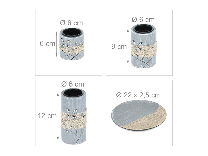  Lot de 3 bougeoirs décoratifs modernes avec soucoupe ronde 30 x 30 x 5 cm en verre blanc 13_0011901  - Conforama B