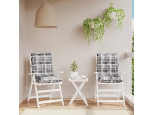 Lot de 2 coussins d'extérieur, coussins de chaise motif à carreaux grises cf56394