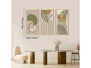 Ensemble de 3 tableaux abstraits bohèmes – décoration murale – décoration murale en bois (20 x 40 cm, environ 0,5 cm d'épaisseur)