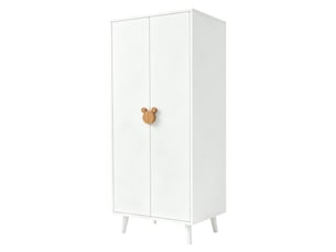 Armoire avec 2 portes, penderie et espace de rangement, poignées ludiques, pour chambre, mdf, 70×55×170 cm, blanc