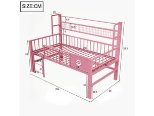 Lit mezzanine 90x200 cm <strong></strong>  <strong></strong> coloris rose