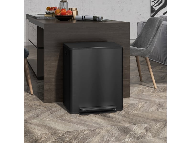 Poubelle de tri 2x25 l 47,7x37,5x56 cm à pédale noire - Conforama B